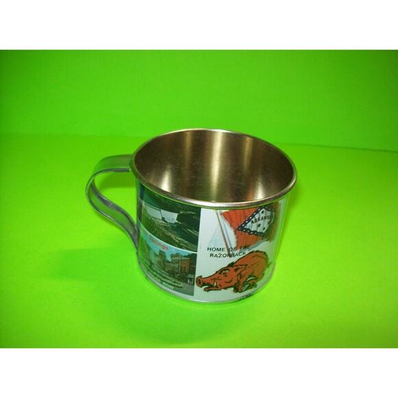 Arkansas Tin Mug Cup Vintage Home of Razorback Little Rock Hot Springs Retro - Picture 6 of 7